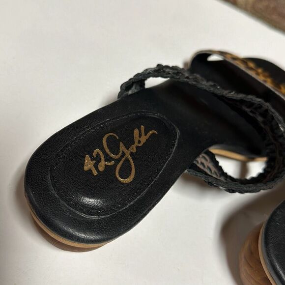 42 Gold Naya Tan and Black Leopard Pony Hair Slide Sandals Size 9 - Picture 6 of 9